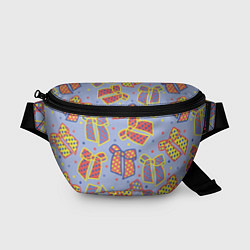 Поясная сумка Узор с яркими разноцветными бантами в горошек, цвет: 3D-принт