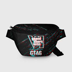 Поясная сумка GTA6 в стиле glitch и баги графики на темном фоне, цвет: 3D-принт