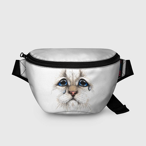 Поясная сумка Белый плачущий кот / 3D-принт – фото 1