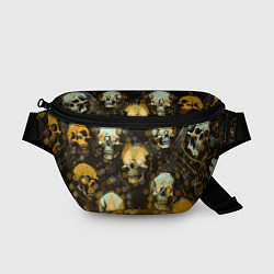 Поясная сумка Жёлтые черепа на чёрном фоне, цвет: 3D-принт