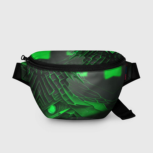Поясная сумка Зелёная сеть на чёрном фоне / 3D-принт – фото 1