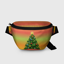 Поясная сумка Ёлка новогодняя украшенная на ярком разноцветном ф, цвет: 3D-принт
