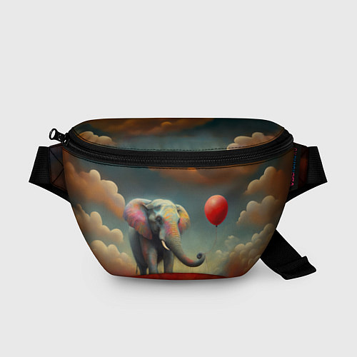 Поясная сумка Грустный слон и красный шарик / 3D-принт – фото 1