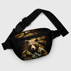 Поясная сумка Медведь солдат в дремучем лесу, цвет: 3D-принт — фото 2