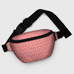 Поясная сумка Маленькие сердечки красный полосатый, цвет: 3D-принт — фото 2