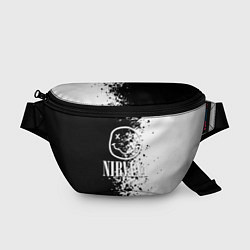 Поясная сумка Nirvana чернобелые краски рок, цвет: 3D-принт