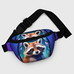 Поясная сумка Енот мультяшный красочный, цвет: 3D-принт — фото 2