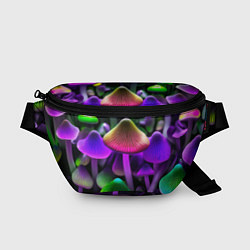 Поясная сумка Люминесцентные грибы, цвет: 3D-принт