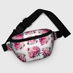 Поясная сумка Розовые цветы пиона, цвет: 3D-принт — фото 2