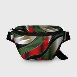 Поясная сумка Белые зеленые и красные полосы, цвет: 3D-принт