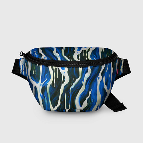 Поясная сумка Текучая краска белая и синяя / 3D-принт – фото 1