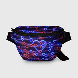 Поясная сумка Оковы-сердца, синяя половинка, цвет: 3D-принт