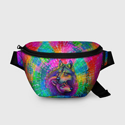 Поясная сумка Цветные волк с волчицей, цвет: 3D-принт