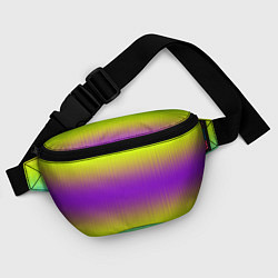 Поясная сумка Неоновые салатовые и фиолетовые полосы, цвет: 3D-принт — фото 2
