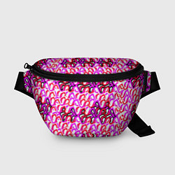 Поясная сумка Розовый узор и белая обводка, цвет: 3D-принт