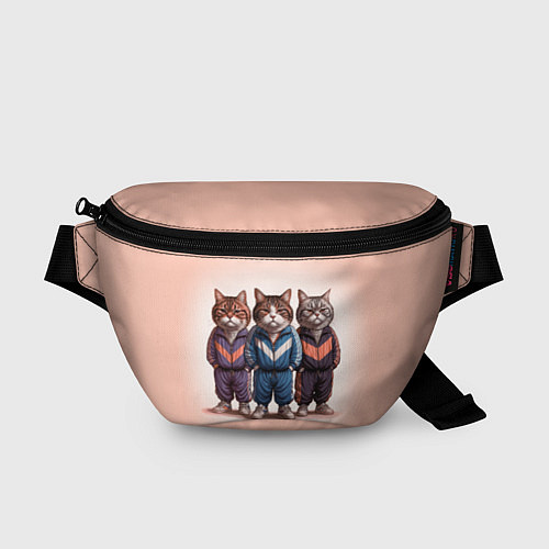 Поясная сумка Три полосатых кота в спортивных костюмах пацана / 3D-принт – фото 1