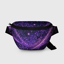 Поясная сумка Фиолетовые сверкающие абстрактные волны, цвет: 3D-принт