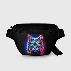Поясная сумка Суровый неоновый кот, цвет: 3D-принт