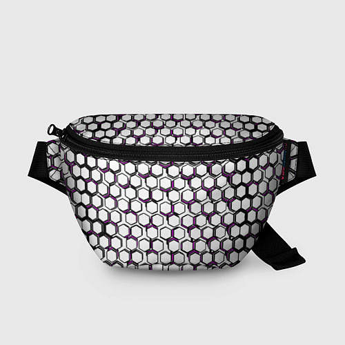 Поясная сумка Киберпанк узор из шестиугольников розовый / 3D-принт – фото 1