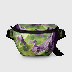 Поясная сумка Геометрический пейзаж фиолетовый и зеленый, цвет: 3D-принт