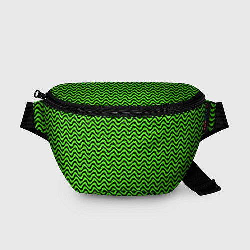 Поясная сумка Искажённые полосы кислотный зелёный / 3D-принт – фото 1