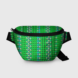 Поясная сумка Зелёные плитки и чёрная обводка, цвет: 3D-принт