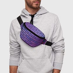 Поясная сумка Кирпичная стена фиолетовый паттерн, цвет: 3D-принт — фото 2