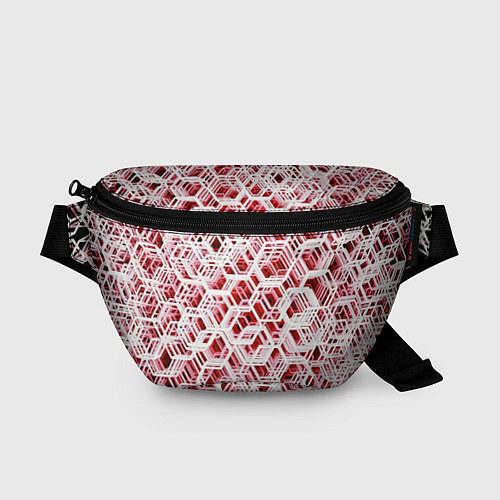 Поясная сумка Хаотичный гексагональный каркас в красном тумане / 3D-принт – фото 1