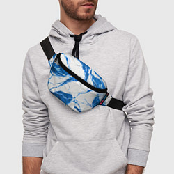 Поясная сумка Бело-синий мрамор, цвет: 3D-принт — фото 2