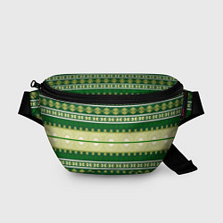 Поясная сумка Зеленый этнический паттерн, цвет: 3D-принт