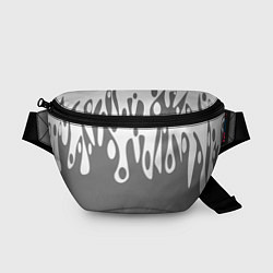 Поясная сумка Потеки белой краски на сером фоне, цвет: 3D-принт