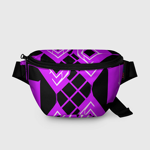 Поясная сумка Чёрные квадраты и белые полосы на фиолетовом фоне / 3D-принт – фото 1