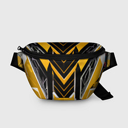 Поясная сумка Жёлто-серые полосы на чёрном фоне, цвет: 3D-принт