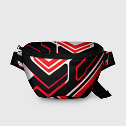 Поясная сумка Бело-красные линии на чёрном фоне, цвет: 3D-принт