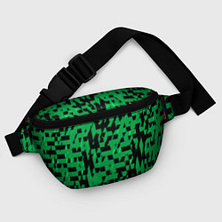 Поясная сумка Чёрно-зелёный абстрактный квадратиками, цвет: 3D-принт — фото 2