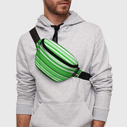 Поясная сумка Бело-зелёный в полоску, цвет: 3D-принт — фото 2