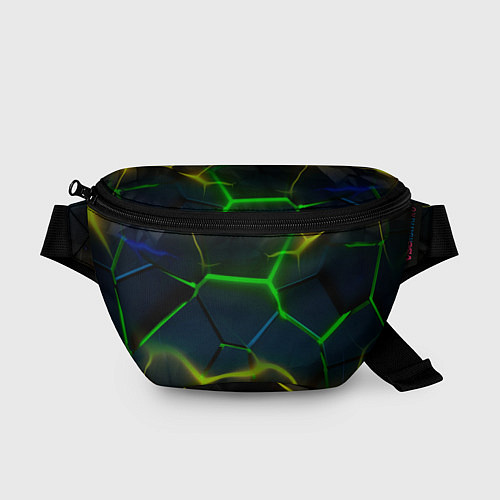 Поясная сумка Неоновые яркие зеленые плиты с желтым светом / 3D-принт – фото 1