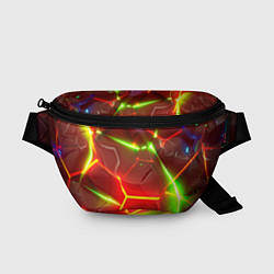 Поясная сумка Неоновые красные плиты с ярким светом, цвет: 3D-принт