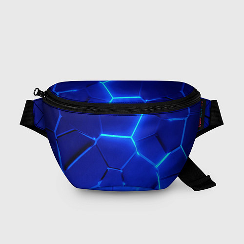 Поясная сумка Яркие синие неоновые плиты в разломе / 3D-принт – фото 1