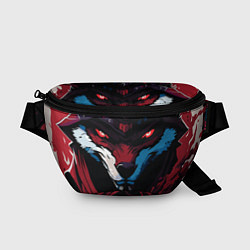 Поясная сумка Злая лиса с красными глазами в стиле манга - angry