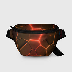 Поясная сумка Оранжевые неоновые плиты в разломе, цвет: 3D-принт