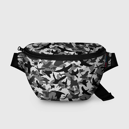 Поясная сумка Камуфляж птицы чёрный / 3D-принт – фото 1