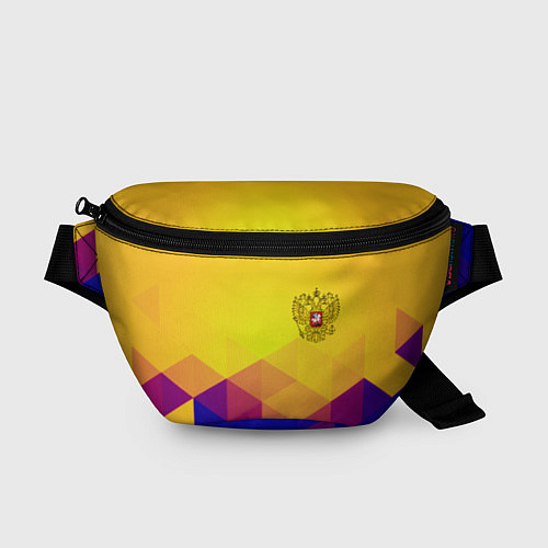 Поясная сумка Желтая геометрия - спорт Россия с гербом / 3D-принт – фото 1
