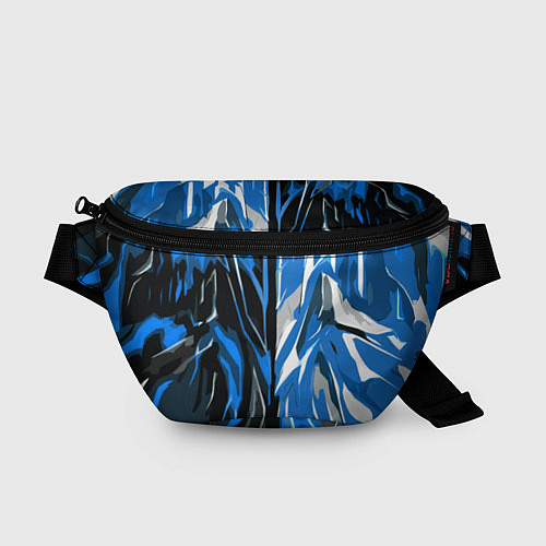 Поясная сумка Синяя абстракция на чёрно-белом фоне / 3D-принт – фото 1