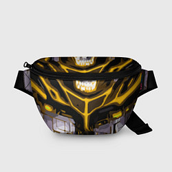Поясная сумка Yellow stripes on a black and white background