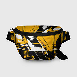 Поясная сумка Diagonal black and white stripes on a yellow backg