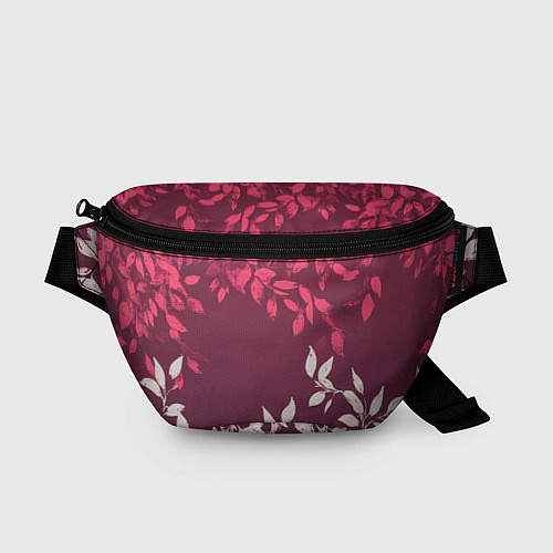 Поясная сумка Листья на бордовом фоне - нейросеть / 3D-принт – фото 1