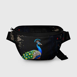 Поясная сумка Павлин на черном