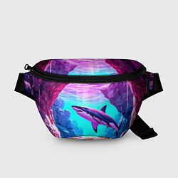 Поясная сумка Акула в розовом сиянии