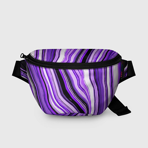 Поясная сумка Волнистые вертикальные чёрно-фиолетовые полосы / 3D-принт – фото 1